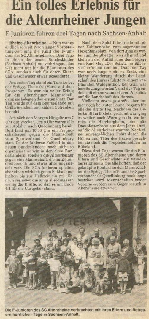F - Juniorenfahrt nach Sachsen-Anhalt