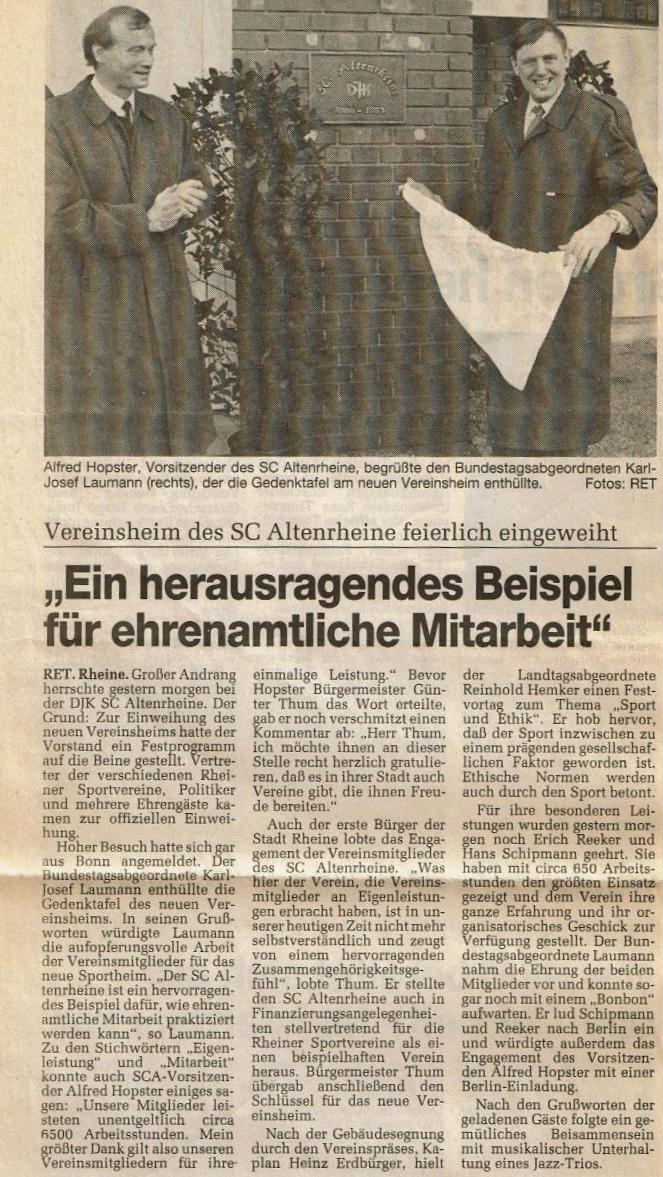 Einweihung des Vereinsheimes