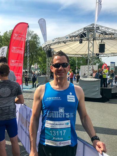 Laufstrecke durch alte Zechensiedlungen und vorbei an Fördertürmen und Industriekultur