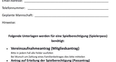 Laufzettel Mitgliedschaft / Passantrag SC Altenrheine e.V.
