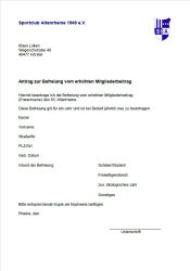 Antrag zur Befreiung vom erhöhten Mitgliederbeitrag SC Altenrheine e.V.